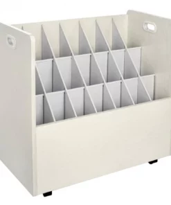 Adiroffice 21-Slot Mobile Rolling Wood Blueprint Roll File Large Document Organizer