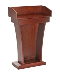 Adiroffice Wood Stand-Up Podium Lectern with Drawer, Cherry Wood Grain