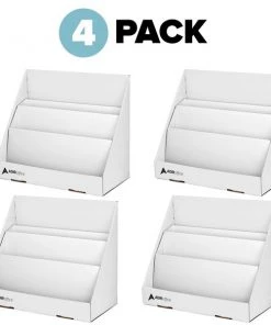 Adiroffice 3 Tiered Cardboard Bookshelf, White, PK4