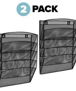 Adiroffice Steel Mesh 5-Pocket Wall-Mounted Magazine Rack, PK2