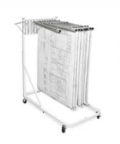 Adiroffice Vertical File Rolling Stand for Blueprints, White