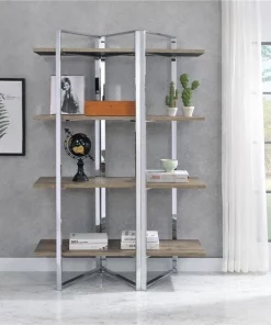 ACME 92545 Libby Bookshelf - Chrome - 72 x 47 x 19 in.