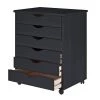 Adeptus Usa Adeptus Solid Wood 76168 11 x 17 in. 6 Drawer Wide Roll Cart Black