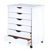 Adeptus Usa Adeptus Solid Wood 76181 11 x 17 in. 6 Drawer Wide Roll Cart White