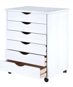 Adeptus Usa Adeptus Solid Wood 76181 11 x 17 in. 6 Drawer Wide Roll Cart White