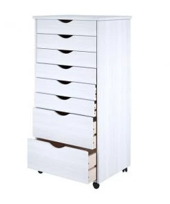 Adeptus Usa Adeptus Solid Wood 76182 11 x 17 in. 6 Plus 2 Drawer Wide Roll Cart White