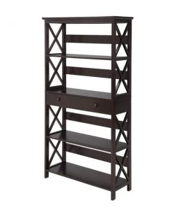 Convenience Concepts 203051ES Oxford 5 Tier Bookcase with Drawer; Espresso