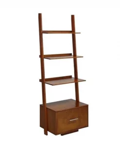 Highboy American Heritage Ladder Bookcase with File Drawer; Cherry - 69 x 15.75 x 24.75 in.