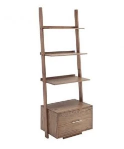 Convenience Concepts 8043491DFTW American Heritage Ladder Bookcase with File Drawer - Driftwood