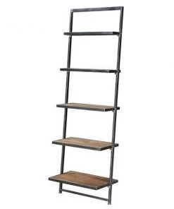 Convenience Concepts 413155NABL Laredo 5 Tier Ladder Bookcase & Shelf; Natural & Antique Black Frame - 24 x 72.25 x 14.25 in.