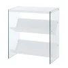 Convenience Concepts 131559W Soho Bookcase; White & Glass - 24.25 x 12 x 27.75 in.