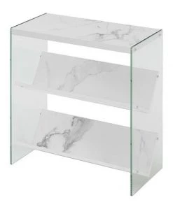 Convenience Concepts 131559WM Soho Bookcase; White Faux Marble & Glass - 24.25 x 12 x 27.75 in.