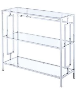 Convenience Concepts 135033GLCRO Town Square Chrome 3 Tier Bookcase; Clear Glass