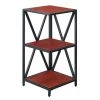 Convenience Concepts 161823CHBL Tucson Metal 3 Tier Corner Bookcase; Cherry & Black
