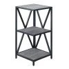 Convenience Concepts 161823WGYBL Tucson Metal 3 Tier Corner Bookcase; Weathered Gray & Black