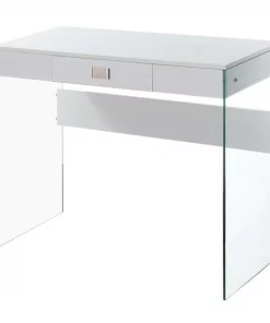 Convenience Concepts 131526W 36 in. SoHo Glass Desk; White