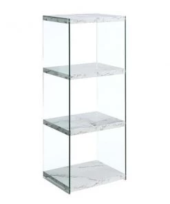 Convenience Concepts 131544WM SoHo 4 Tier Tower Bookcase; White Faux Marble