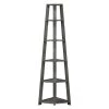 Convenience Concepts 121095GY 16.5 x 16.5 x 71 in. Newport 5 Tier Corner Bookcase; Weathered Gray