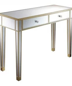Convenience Concepts 413372CHMP 42 x 15 x 30 in. Gold Coast Mirrored Desk; Champagne & Mirror