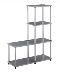 Convenience Concepts 151077GY Designs2Go Multi Shelf L Bookshelf; Gray