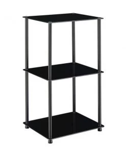 Convenience Concepts 157012BLBL Designs2Go Classic Glass 3 Shelf Bookcase; Black