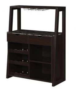 Convenience Concepts 121325BLMES Uptown Wine Bar with Espresso - Cabinet; Wood - 33.5 x 15.5 x 45.25 in.