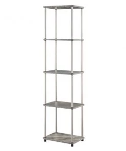 Convenience Concepts 161010GYM Designs2Go No-Tools Five-Tier Tower - Gray; Wood - 15.75 x 11.75 x 63.25 in.