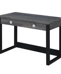 Convenience Concepts 121507WGYBL Newport Two-Drawer Desk with Charging Station - Gray; Wood - 47.25 x 23.25 x 30.75 in.