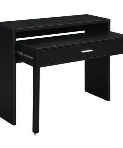 Convenience Concepts 090220BL Newport JB Console & Sliding Desk with Drawer & Riser; Black