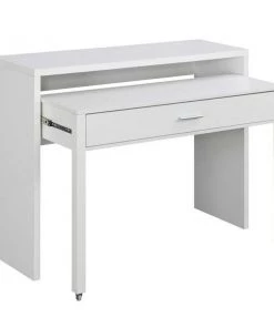 Convenience Concepts 090220W Newport JB Console & Sliding Desk with Drawer & Riser; White
