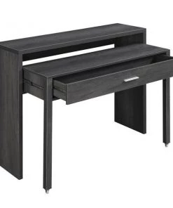 Convenience Concepts 090220CGY Newport JB Console & Sliding Desk with Drawer & Riser; Charcoal Gray
