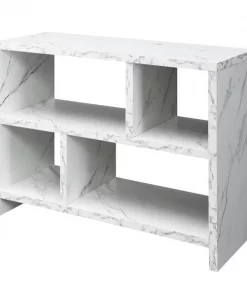 Convenience Concepts 111085WM Northfield Console 3 Tier Bookcase; White Faux Marble