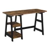Convenience Concepts 090107BDWBL Designs2Go Trestle Desk with Shelves; Barnwood and Black