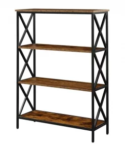 Convenience Concepts 161844BDWBL Tucson 4 Tier Bookcase; Barnwood & Black