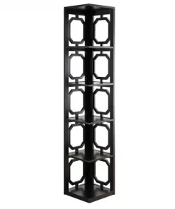 Omega 203280BL 5 Tier Corner Bookcase; Black - 12 x 12 x63.75 in.