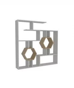 Decorotika TMR52BC04 52.7 x 8.6 x 52.7 in. Tamara Geometric Bookcase - White & Black