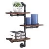 Danya B GH120 3-Tier Vertical Floating Staggered Industrial Rustic Pipe Shelving Unit Wall Mount; Gray & Brown