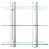 Danya B HA83163 Bathroom Shelving Unit 3-Tier Adjustable Glass Wall Shelves on Aluminum Bars Decorative Wall-Mount