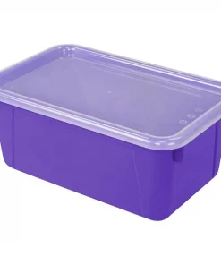 Storex Industries STX62411U06C-2 Small Cubby Bin with Cover Purple Classroom - 2 Each