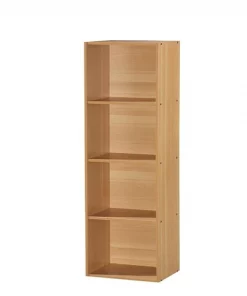 Hodedah HID24 BEECH Four Shelf Bookcase - Beech