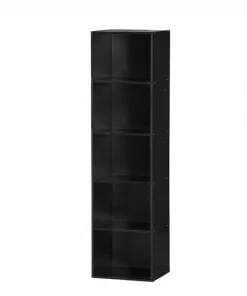 Hodedah HID25 BLACK Five Shelf Bookcase - Black