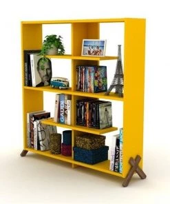 Homedora HD-ON20RF-170202 Kipp Bookcase; Walnut & Yellow