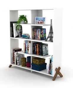 Homedora HD-ON20RF-170201 Kipp Bookcase; Walnut & White