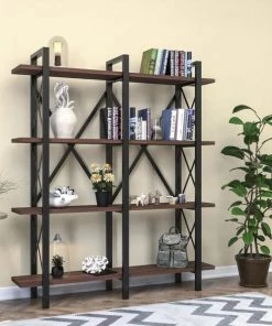Homedora HD-ON20EV-CU-WLNT Cunda Bookcase; Walnut