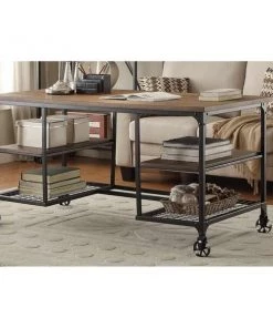 Home Elegance 5099-15 30 x 28 x 60 in. Millwood Writing Desk - Distressed Ash