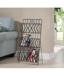 KB MR1203 42 x 18 x 16 in. 3 Tier Magazine Rack - Black