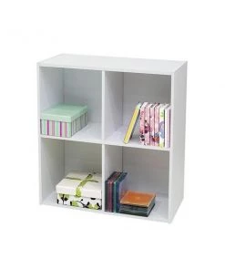 KB BK1561 24 x 24 x 11 in. Wood 4 Cube Bookcase - White