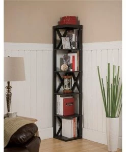 KB BK11 65 x 11 x 11 in. Corner Bookcase - Espresso