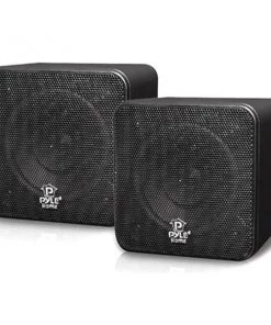 Pyle USA T51291 4 in. 200W Black Mini Cube Bookshelf Speaker