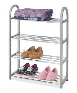 Whitmor 6091-11140-PGRY 7.25 x 19.5 x 25.25 in. 4 Tier Closet Shelf Organizer; Gray